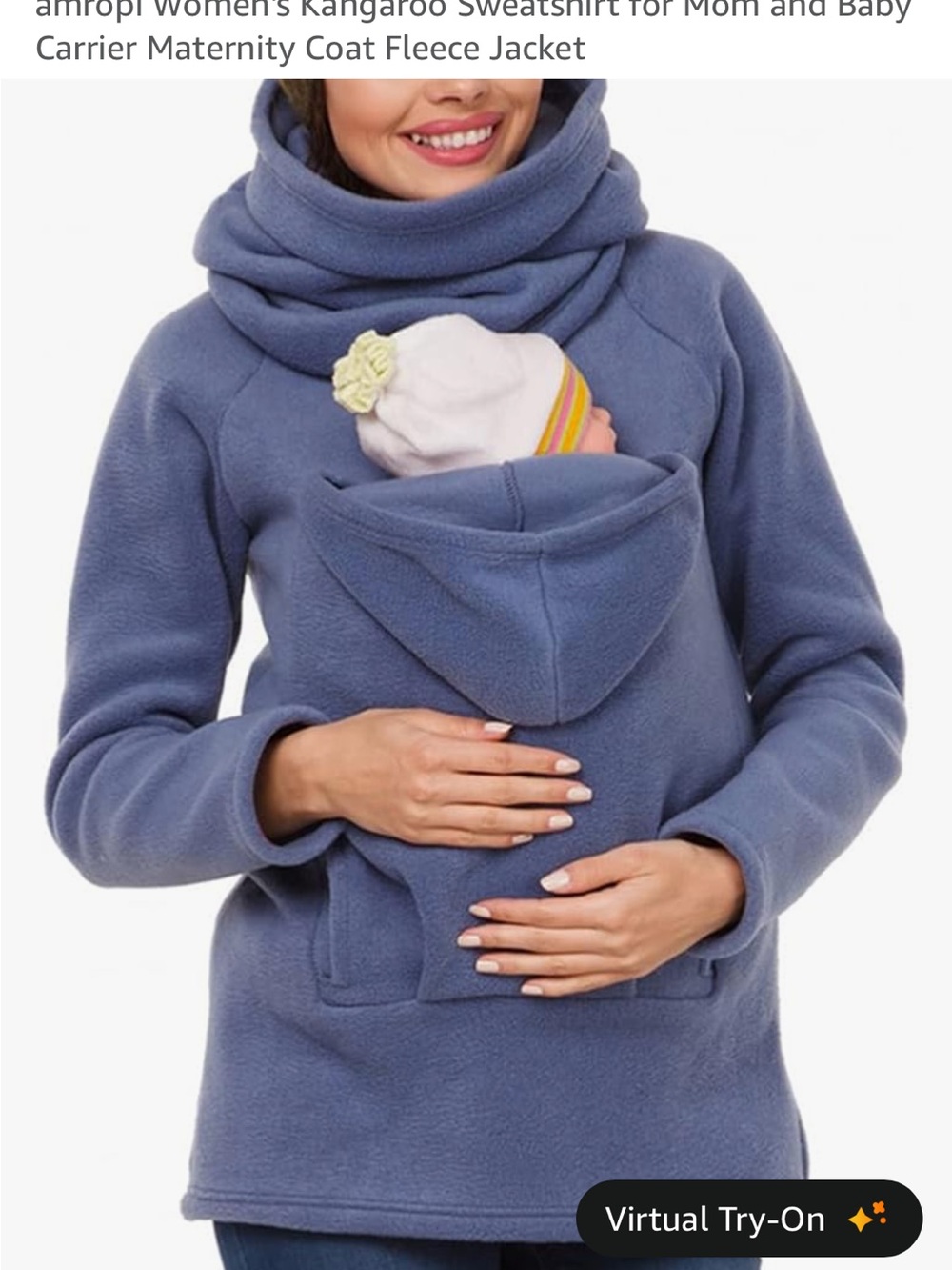 Cozy Blue kangaroo pocket for baby carrying - Picture 3 of 4